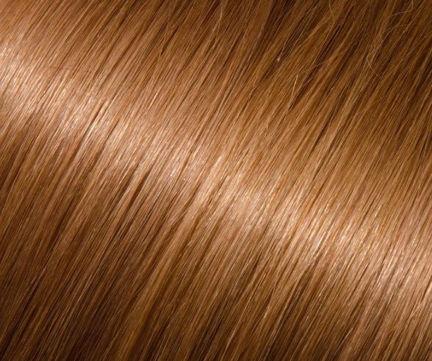 Babe 18" 100% human hair straight extension swatch in golden brown