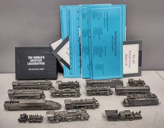 14 Vintage Franklin Mint Pewter Locomotives Lot (view 2)