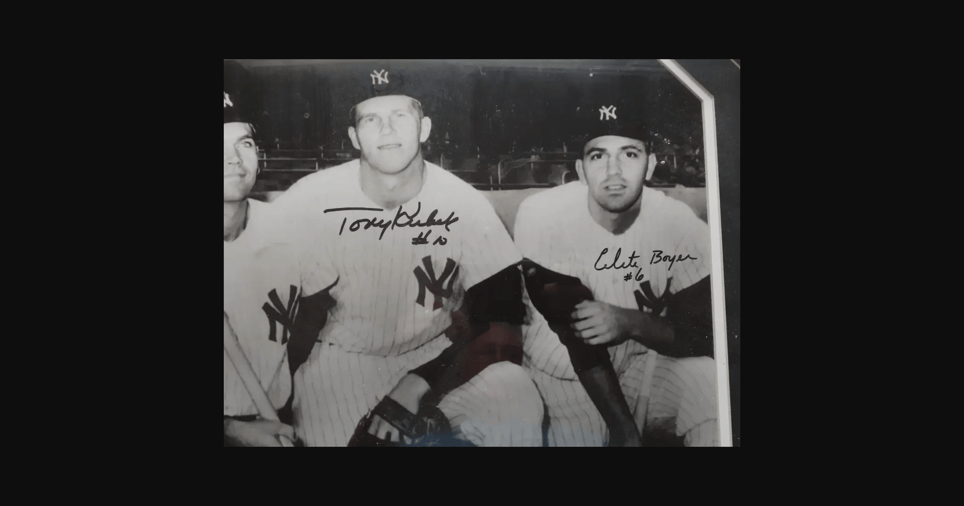 1961 NY Yankees Signed Infield Framed Photo, 3 Signatures (COA), Autographed Memorabilia