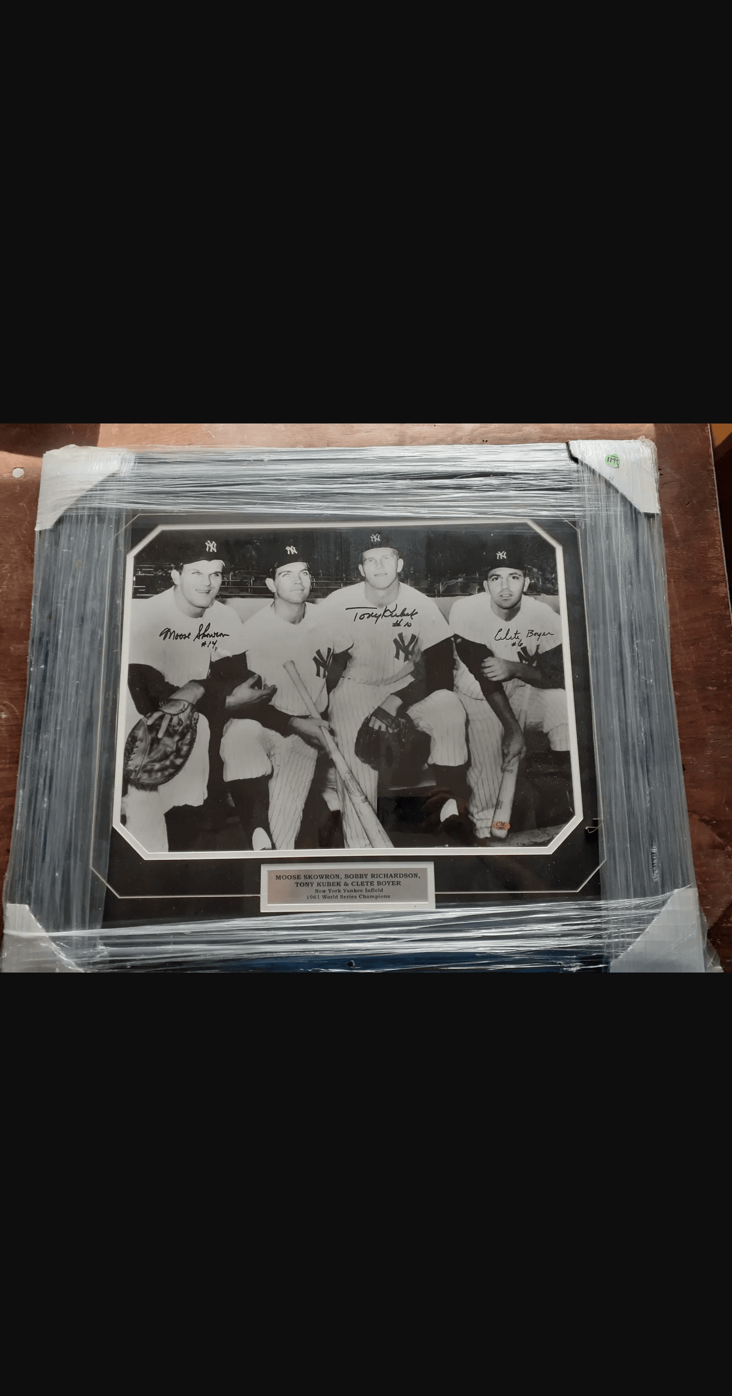 1961 NY Yankees Signed Infield Framed Photo, 3 Signatures (COA), Autographed Memorabilia (view 2)