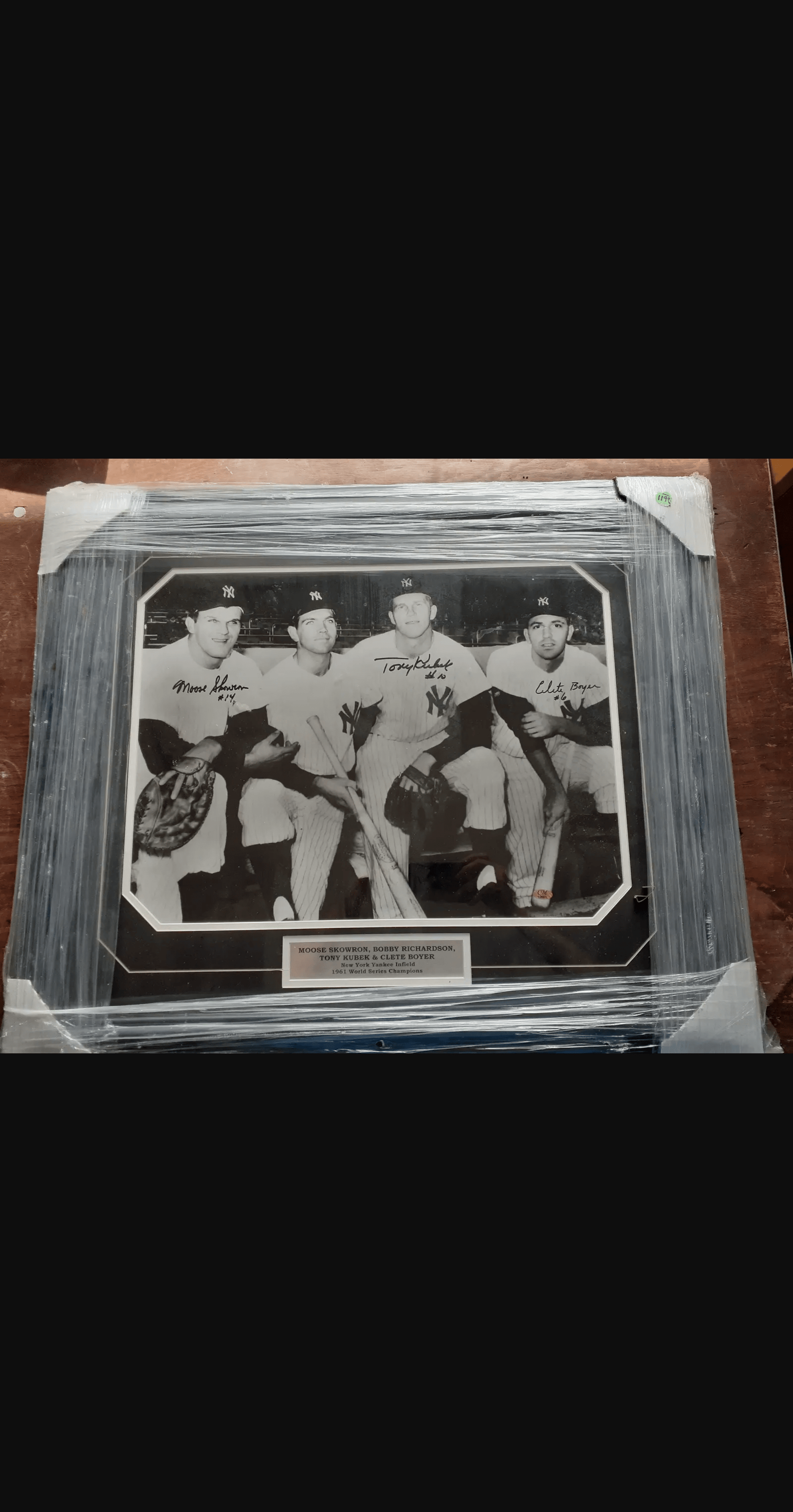 1961 NY Yankees Signed Infield Framed Photo, 3 Signatures (COA), Autographed Memorabilia (view 2)