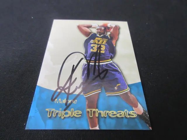 Karl Malone Signed 1996-97 Skybox Card (COA) (view 2)