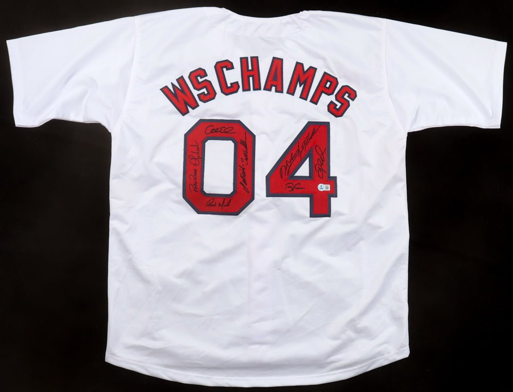 "2004 World Series Champions" Jersey Signed By (10) With Orlando Cabrera, Pokey Reese, Keith Foulke, Terry Francona...