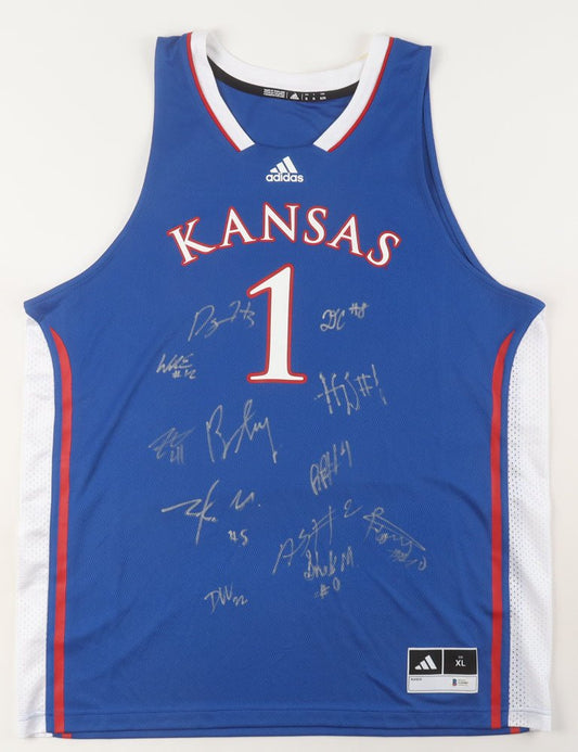 2025 Kansas Jayhawks Team-Signed Jersey by (12) With Dajuan Harris Jr., Zeke Mayo, K. J. Adams, Aj Storr (Beckett) - Price Is Right Miami