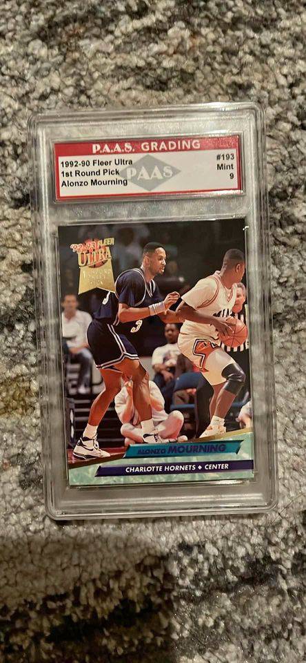 1992-90 Fleer Ultra Alonzo Mourning graded mint 9 basketball card in protective case