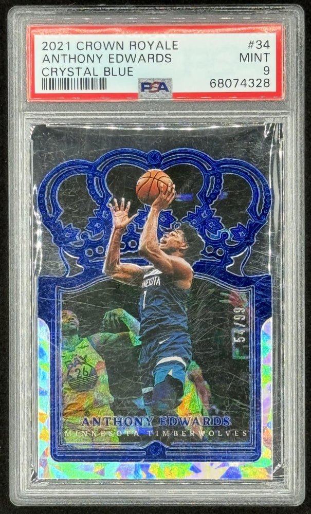 Anthony Edwards 2021-22 Crown Royale Crystal Blue #34 #54/99 (PSA 9), Sports Card