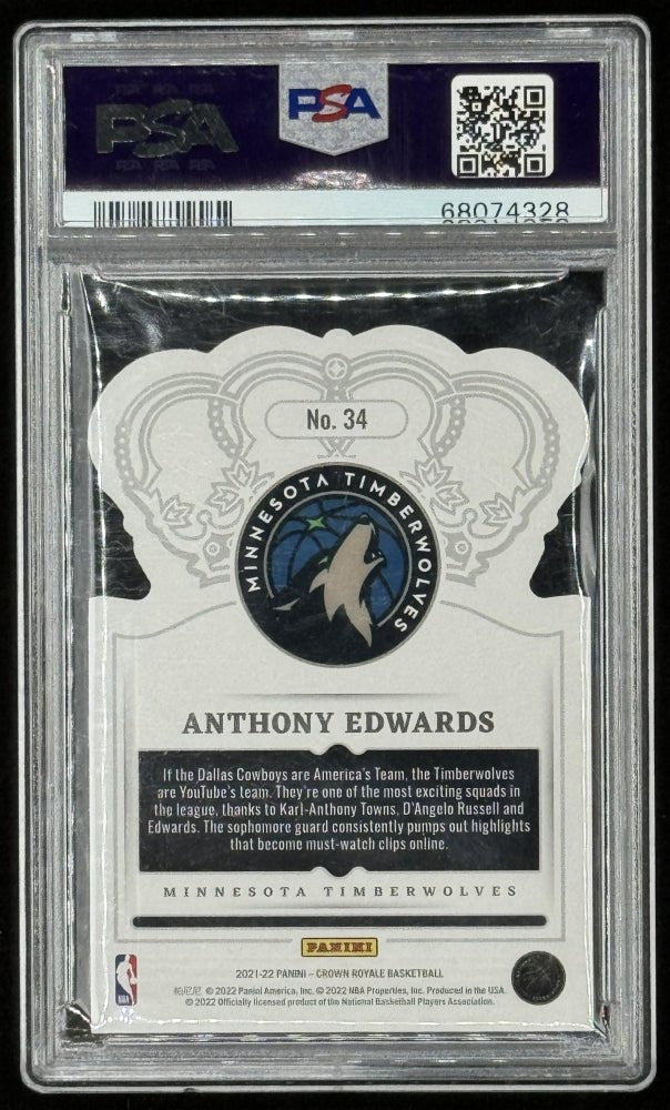 Anthony Edwards 2021-22 Crown Royale Crystal Blue #34 #54/99 (PSA 9), Sports Card (view 2)