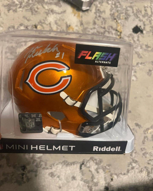 Autographed Justin Fields Riddell Mini Helmet Chicago Bears - Price Is Right Miami