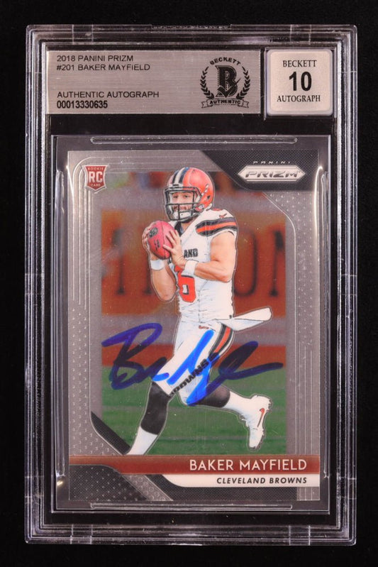 Baker Mayfield Signed 2018 Panini Prizm #201 RC (BGS | Autograph Grade 10) - Price Is Right Miami