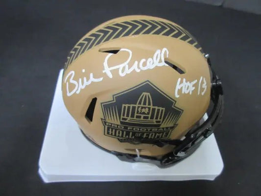 Bill Parcells signed Hall of Fame Mini Helmet Coa - Price Is Right Miami