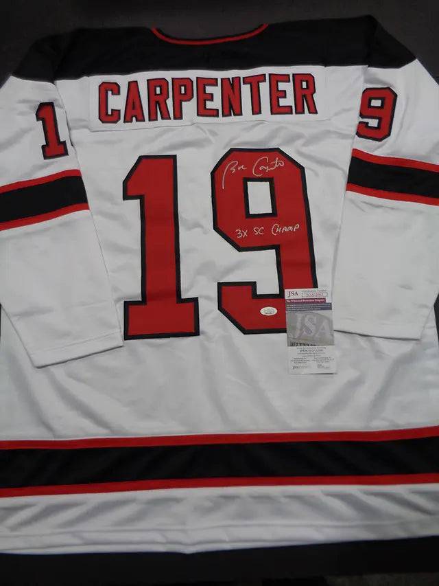 Bobby Carpenter New Jersey Devils Autographed & Inscribed Custom Hockey Style Jersey JSA W coa - Price Is Right Miami