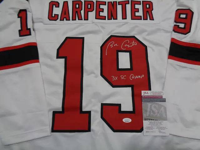 Bobby Carpenter New Jersey Devils Autographed & Inscribed Custom Hockey Style Jersey JSA W coa - Price Is Right Miami