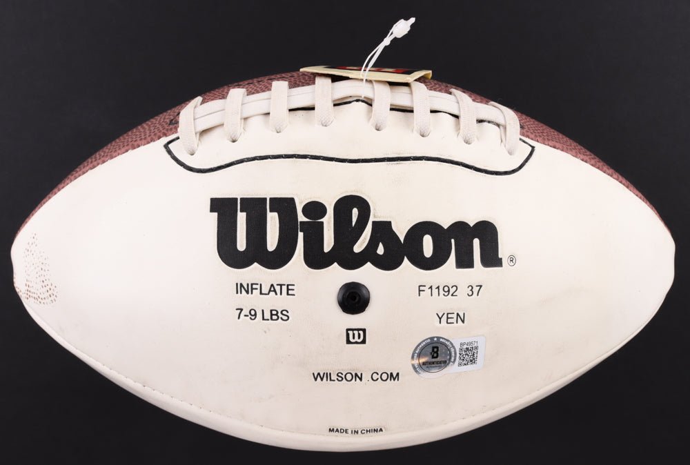 Boomer Esiason & Michael Lewis Signed SB XXXVII Football (Beckett), Autographed Ball (view 3)
