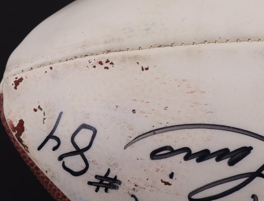 Boomer Esiason & Michael Lewis Signed SB XXXVII Football (Beckett), Autographed Ball (view 8)