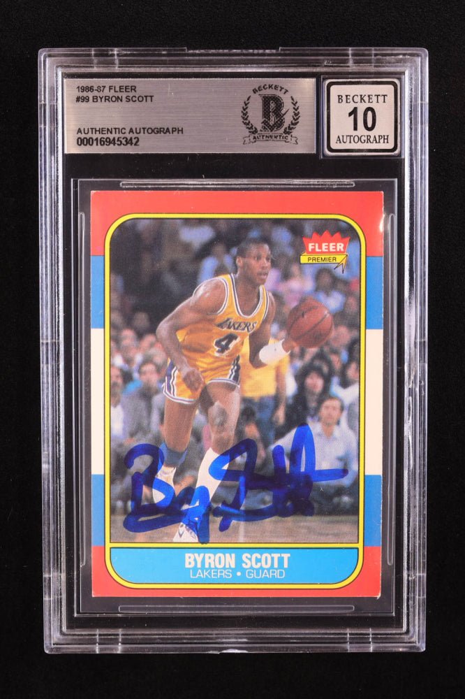 Byron Scott Signed 1986-87 Fleer #99 RC (BGS | Autograph Grade 10), Sports Card (view 2)