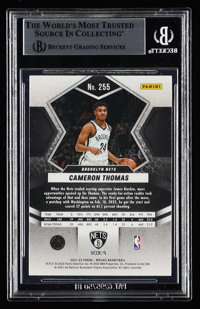 Cameron Thomas Signed 2021-22 Panini Mosaic #255 NP RC (BGS), Sports Card