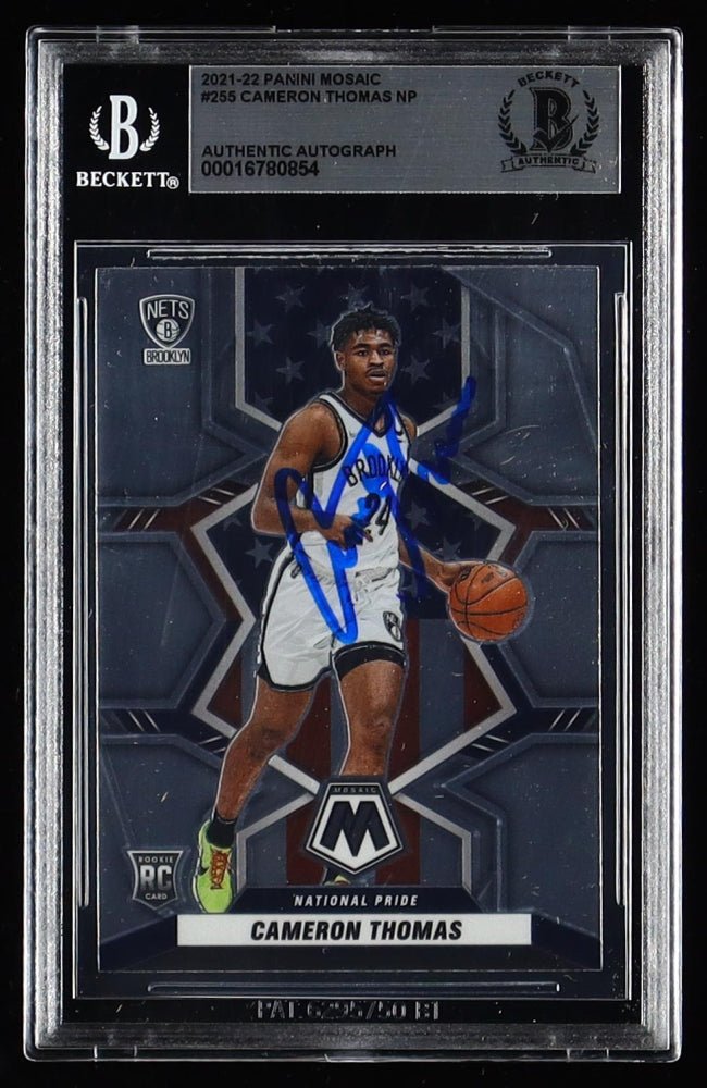 Cameron Thomas Signed 2021-22 Panini Mosaic #255 NP RC (BGS), Sports Card (view 2)