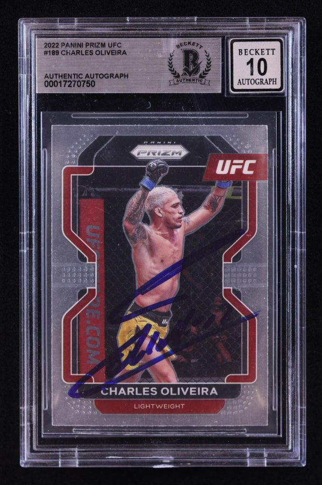 Charles Oliveira Signed 2022 Panini Prizm UFC #189 (BGS | Autograph Grade 10), Sports Card (view 2)
