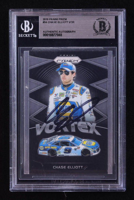 Chase Elliott Signed 2018 Panini Prizm #54 VOR (BGS) - Price Is Right Miami