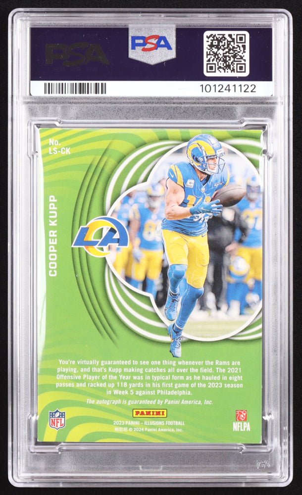 Cooper Kupp 2023 Panini Illusions Limelight Signatures Gold #6 #45/50 (PSA 7) Serially Numbered #45 / 50, Sports Card