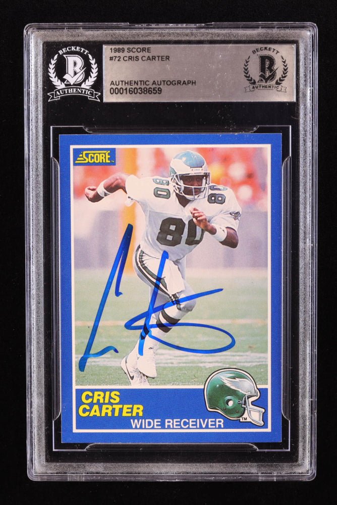 Cris Carter Signed 1989 Score #72 RC (BGS), Sports Card