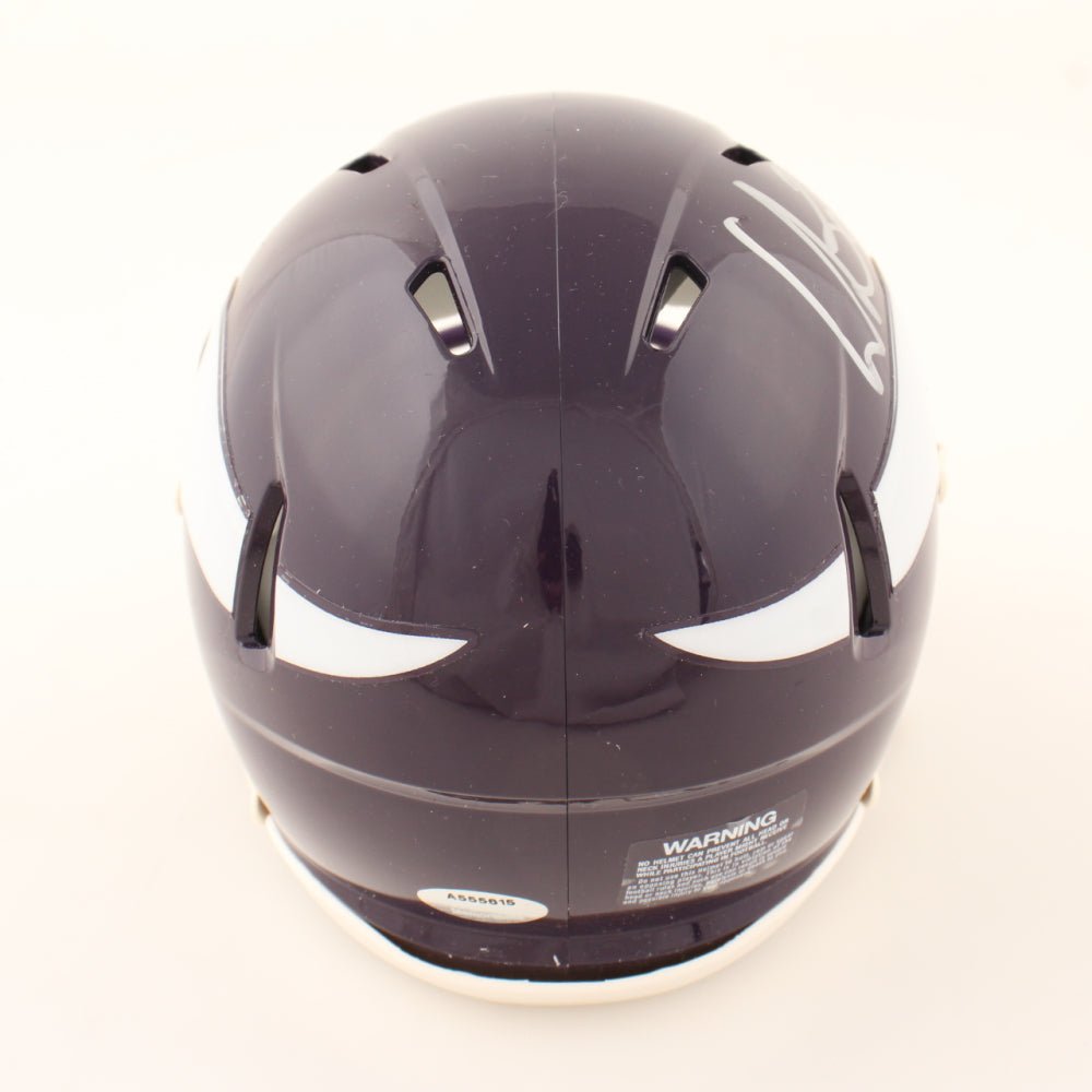 Cris Carter Signed Vikings Throwback Speed Mini Helmet (Schwartz) (view 2)