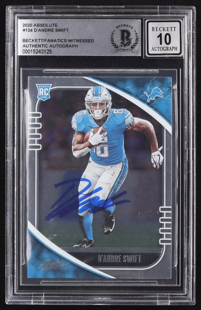 D'Andre Swift Signed 2020 Panini Absolute #124 RC (BGS) Beckett / Fanatics Witnessed, Sports Card (view 2)