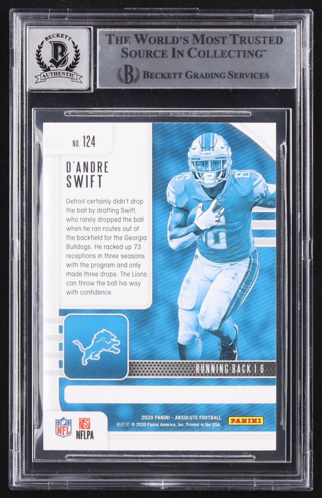 D'Andre Swift Signed 2020 Panini Absolute #124 RC (BGS) Beckett / Fanatics Witnessed, Sports Card