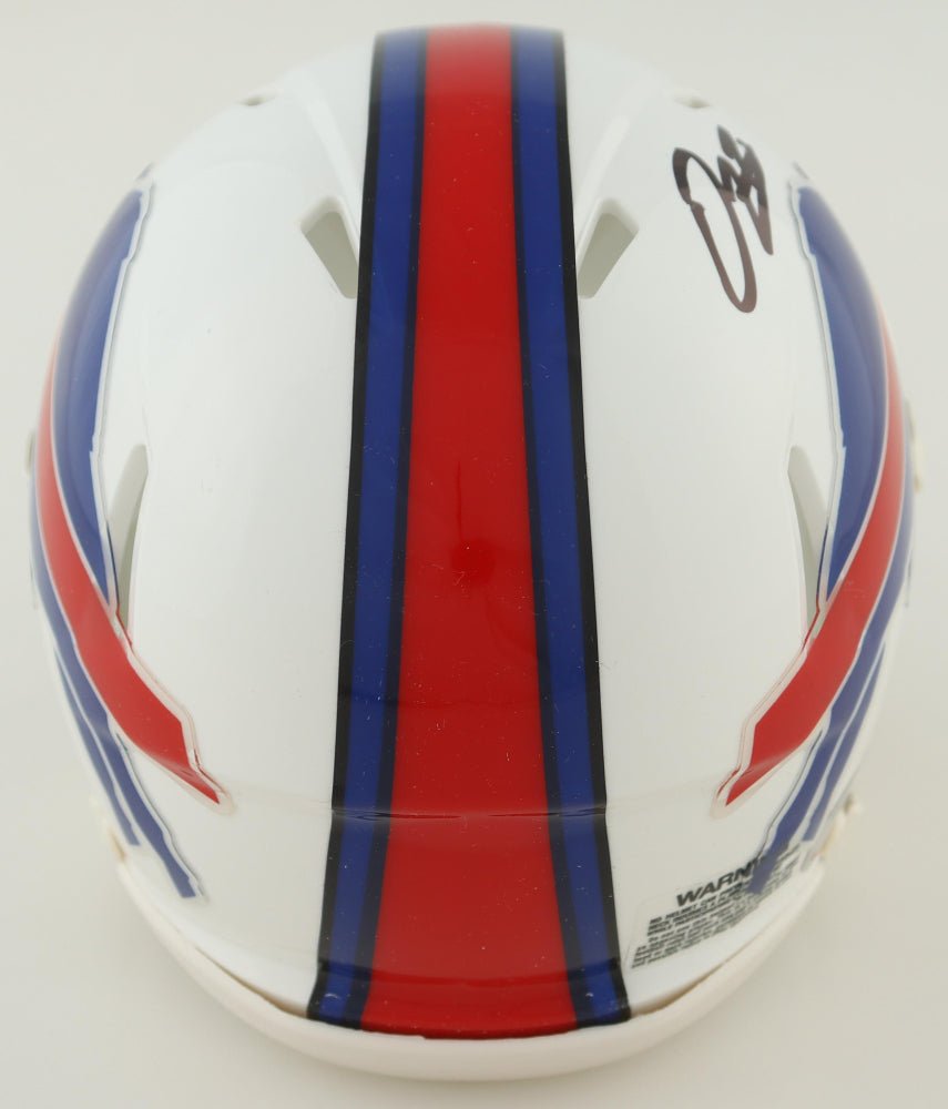 Damien Harris Signed Bills Speed Mini Helmet (Beckett) (view 2)