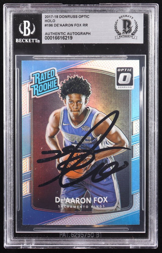 De'Aaron Fox Signed 2017-18 Donruss Optic Holo #196 RR RC (BGS) - Price Is Right Miami