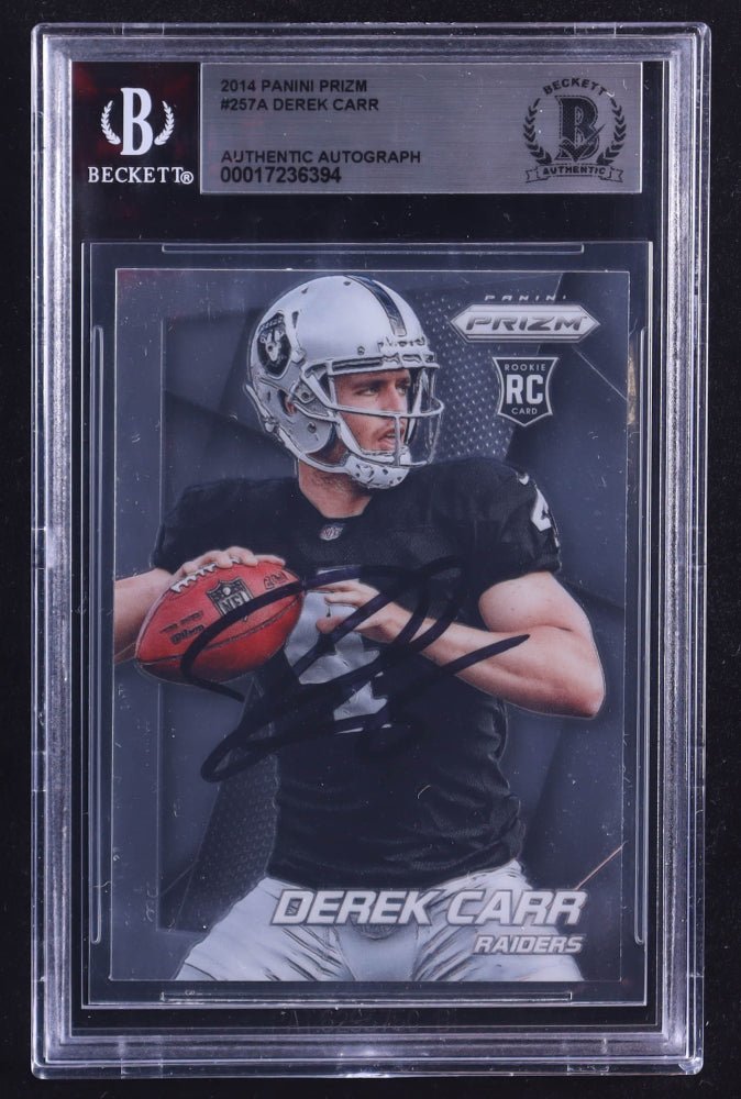 Derek Carr Signed 2014 Panini Prizm #257A RC (BGS) Rookie Card - Price Is Right Miami