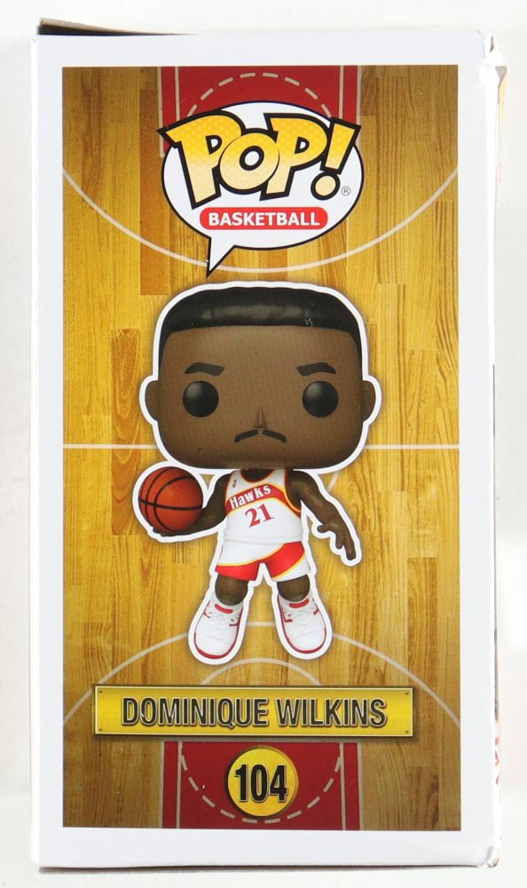 Dominique Wilkins Signed Hawks #104 Funko Pop! Vinyl Figure (JSA) (view 2)