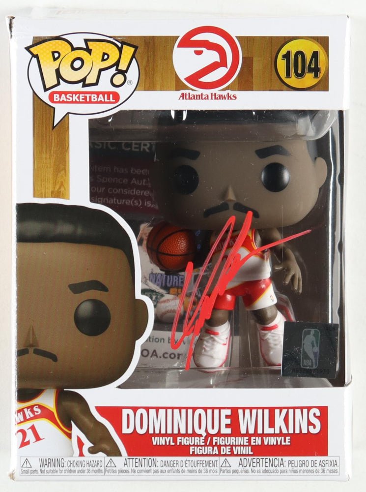 Dominique Wilkins Signed Hawks #104 Funko Pop! Vinyl Figure (JSA) (view 4)