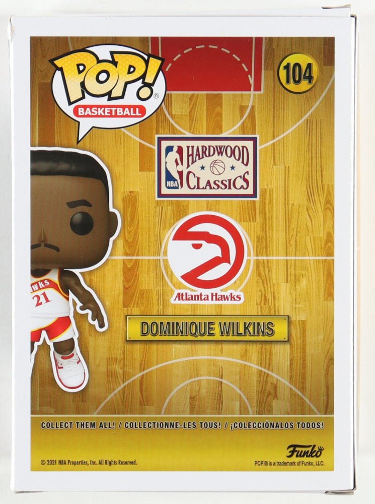 Dominique Wilkins Signed Hawks #104 Funko Pop! Vinyl Figure (JSA) (view 3)