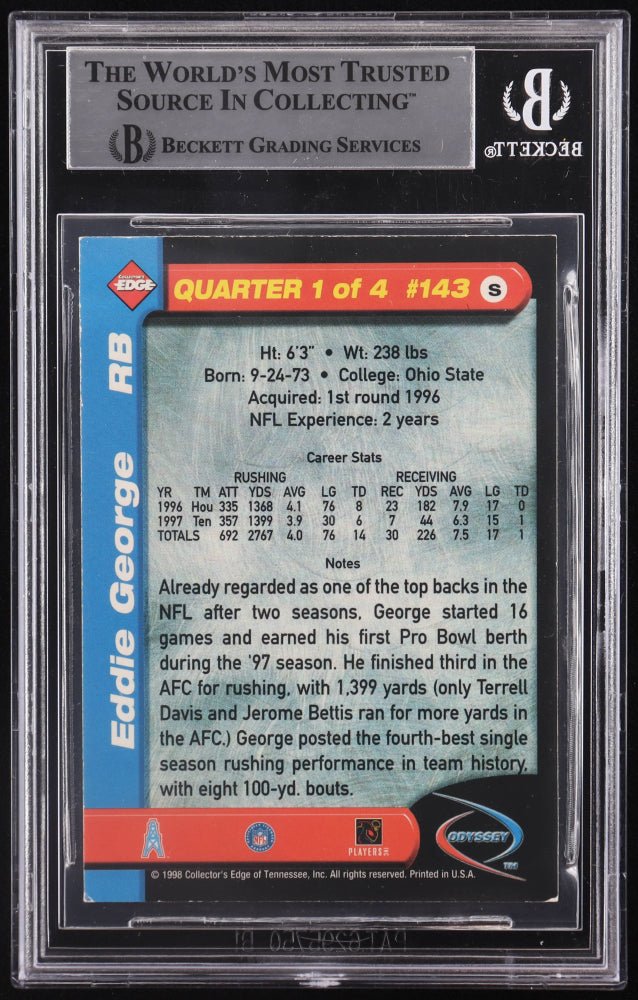 Eddie George Signed 1998 Collector's Edge Odyssey #143 (BGS), Sports Card