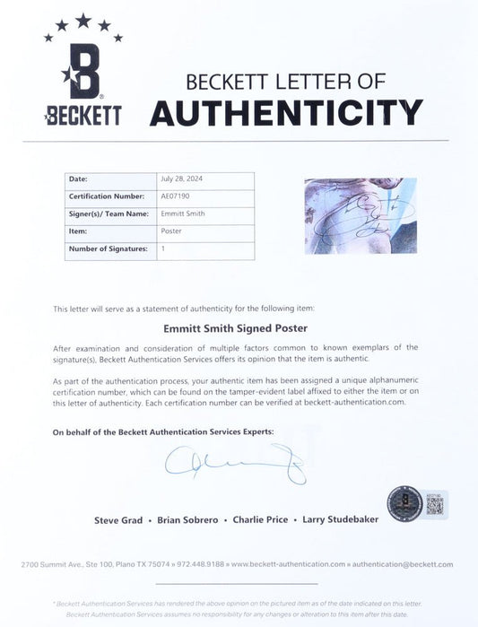 Emmitt Smith Signed Cowboys Custom Framed Poster Display (Beckett) - Price Is Right Miami