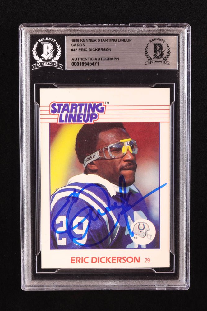 Eric Dickerson Signed 1988 Kenner Starting Lineup Cards #42 (BGS), Sports Card (view 2)