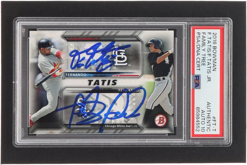 Fernando Tatis Jr. & Sr. Signed 2016 Bowman #FTT RC (PSA 10), Sports Card (view 2)