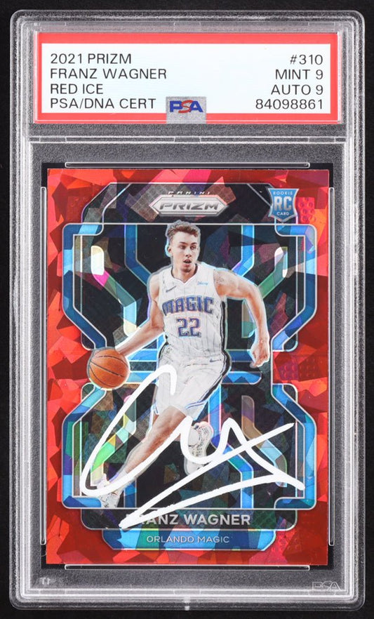 Franz Wagner Signed 2021-22 Panini Prizm Prizms Red Ice #310 RC (PSA 9 | Autograph Graded PSA 9) Rookie Card - Price Is Right Miami