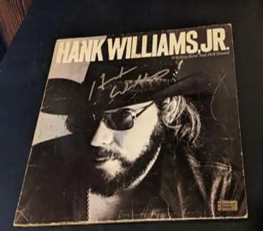 Hank Williams JR autographed album CoverWhiskey Bent and Hell Bound with coa - Price Is Right Miami