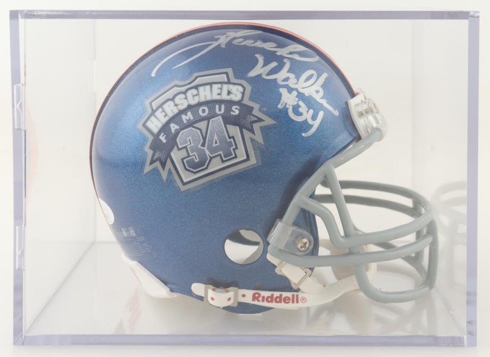 Herschel Walker Signed Famous 34 Mini Helmet with Case (JSA) (view 4)