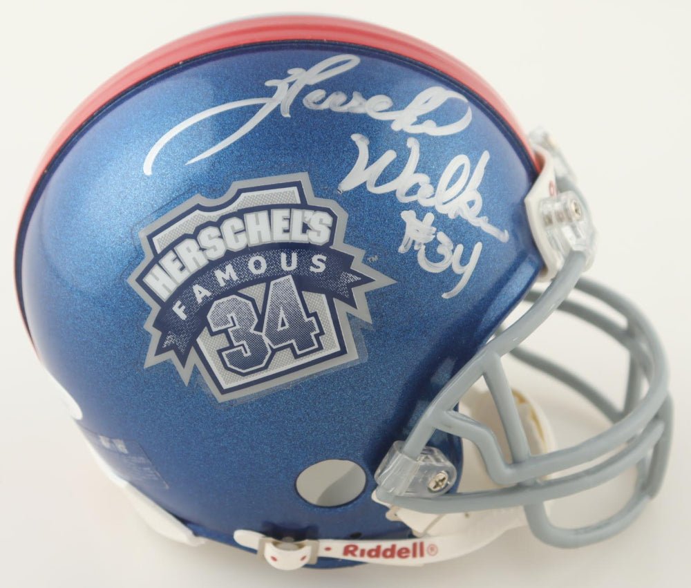 Herschel Walker Signed Famous 34 Mini Helmet with Case (JSA) (view 3)