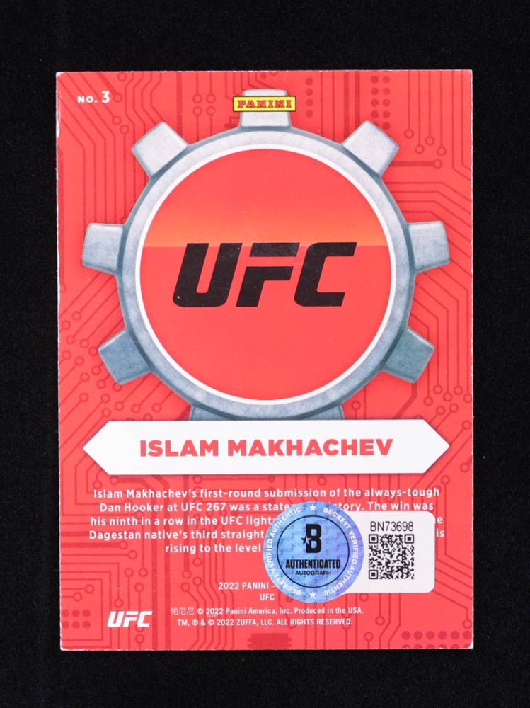 Islam Makhachev Signed 2022 Donruss UFC Craftsmen Press Proof Pink #3 (Beckett), Sports Card (view 2)