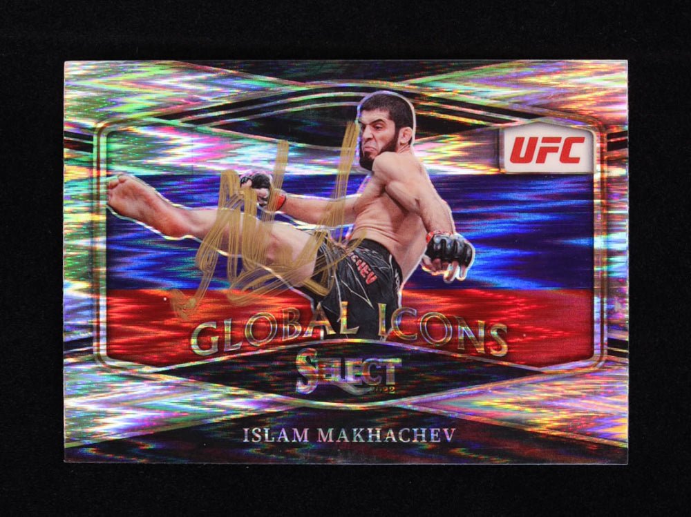 Islam Makhachev Signed 2022 Select UFC Global Icons Prizms Flash #16 (Beckett), Sports Card