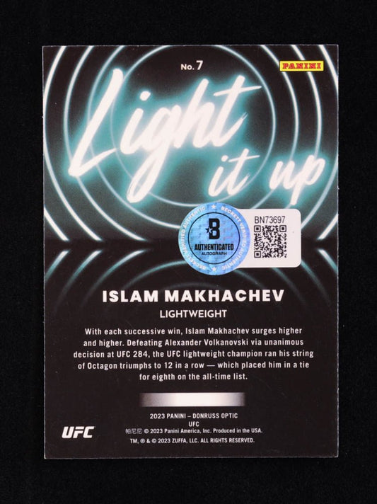 Islam Makhachev Signed 2023 Donruss Optic UFC Light It Up #7 (Beckett) - Price Is Right Miami