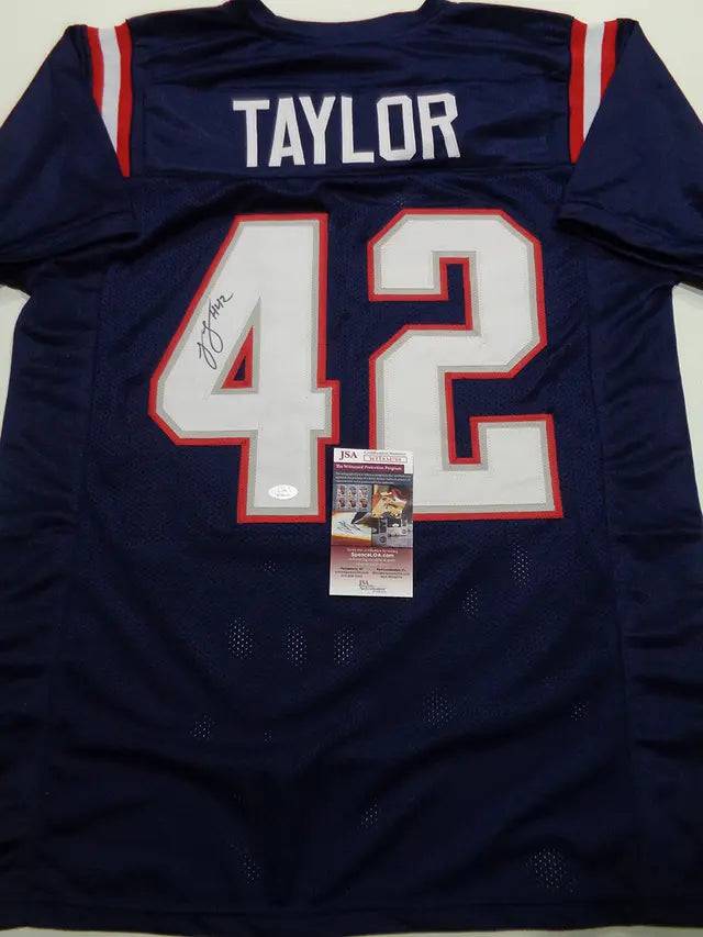 J.J. Taylor New England Patriots Autographed Custom Football Jersey JSA W coa - Price Is Right Miami