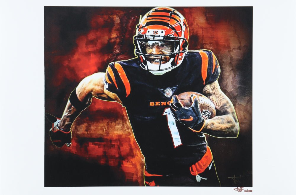 Ja'Marr Chase - Bengals - Joshua Barton Signed LE 12x18 Lithograph #/500 (PA), Autographed Photo