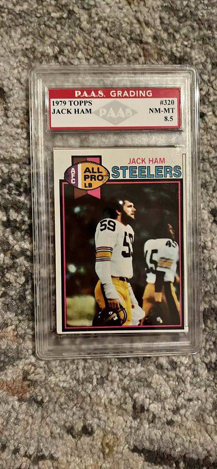 1979 Topps Jack Ham Steelers football card graded NM-MT 8.5 by P.A.A.S. in protective case