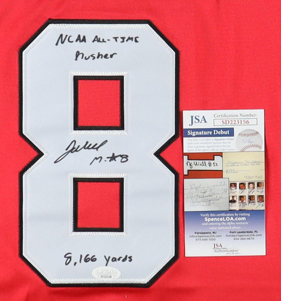 Jaleel McLaughlin Signed Jersey Inscribed "NCAA All-Time Rusher" & "8,166 Yards" (JSA) Youngstown State Penguins (view 2)