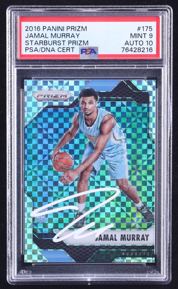 Jamal Murray Signed 2016-17 Panini Prizm Prizms Starburst #175 RC (PSA 9 | Autograph Grade 10), Sports Card (view 2)